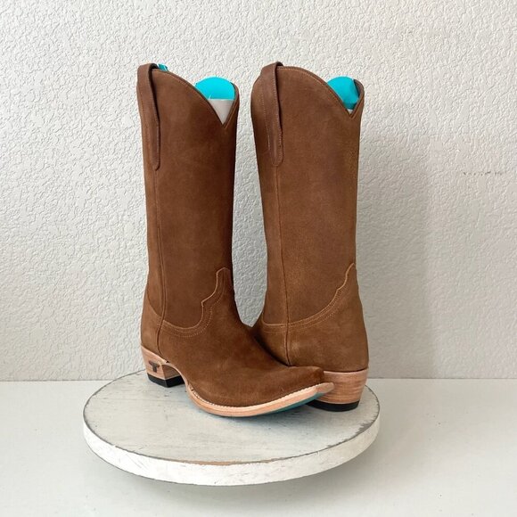 Lane EMMA JANE Womens Cowboy Boots 8 Toffee Suede Western Cowgirl Mid Calf Tall - Picture 1 of 11